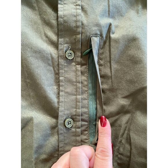 Globe Foundation Long sleeve olive button up top sz large Mens water repellent - Picture 6 of 8
